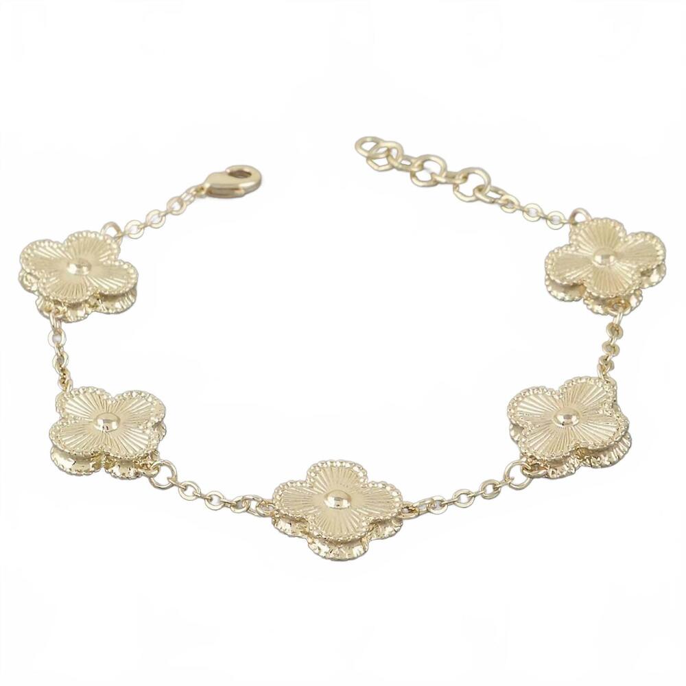 NEW 3AM BY H&D ACCESSORIES women's modern cubic zirconia clover charms bracelet